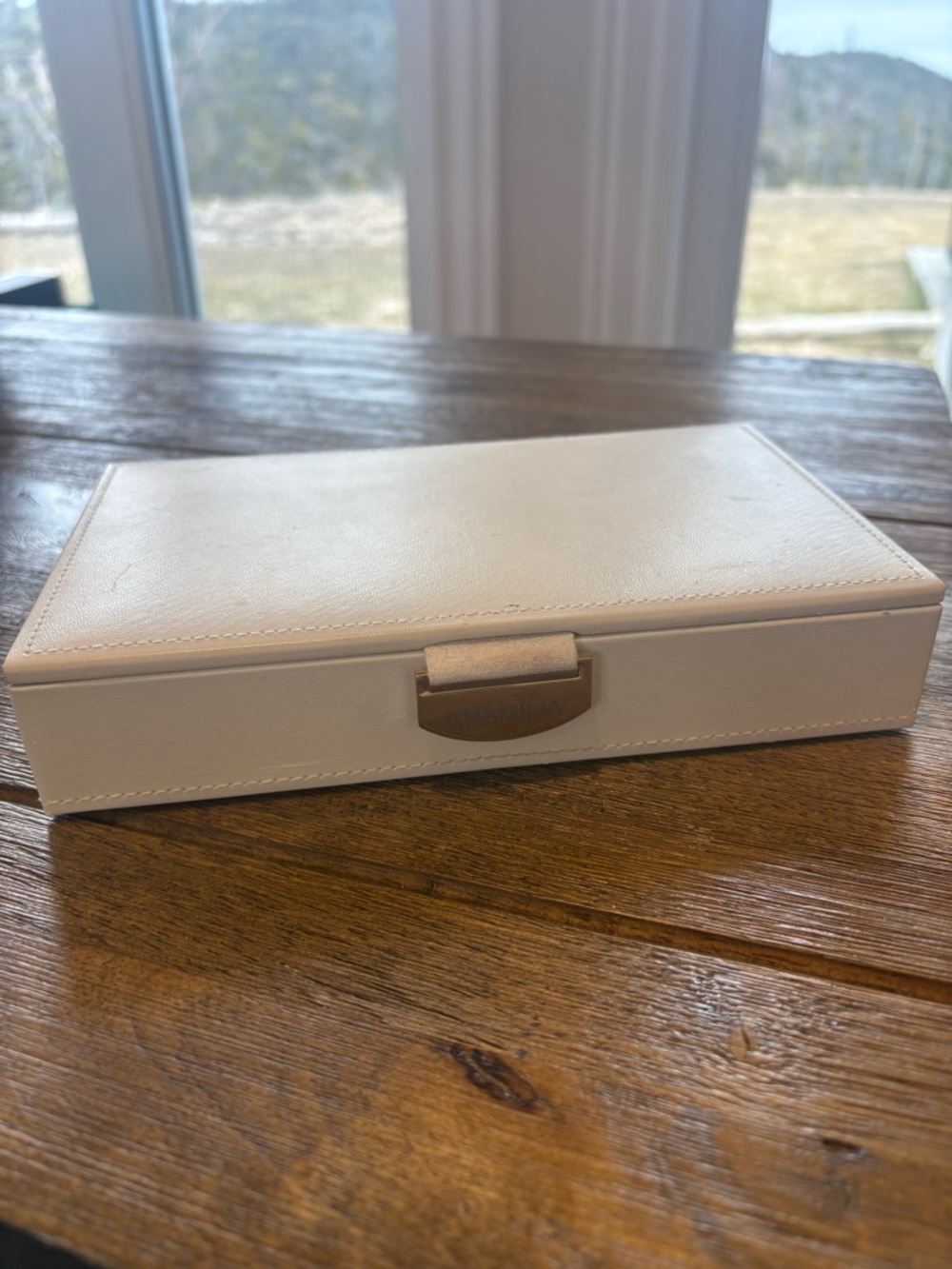 Camilla Cream Leather Jewelry Organizer Box